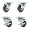 Service Caster 3.5 Inch Gray Polyurethane Wheel Swivel Top Plate Caster Set with 2 Brakes SCC SCC-20S3514-PPUB-TP2-2-TLB-2 - alternate 1